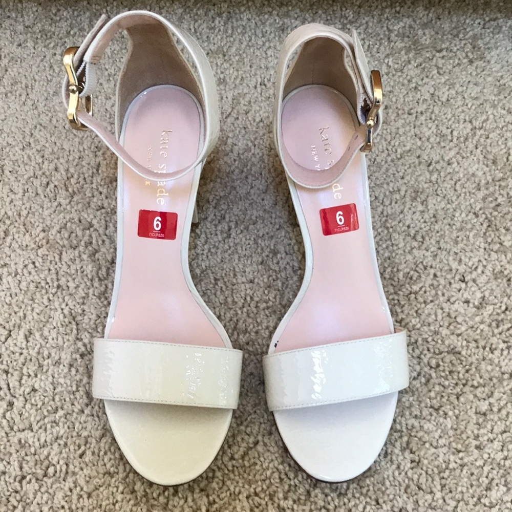 New! KATE SPADE SZ 6 Cream open toe leather heels